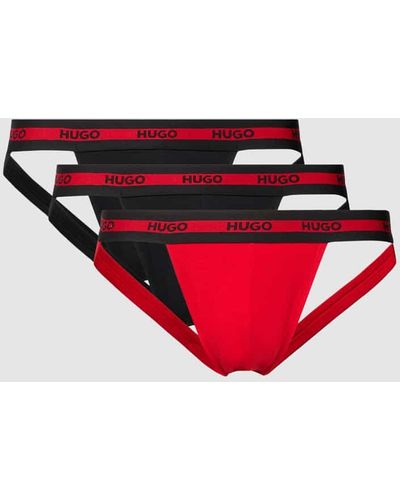 HUGO Jockstrap mit elastischem Logo-Bund im 3er-Pack - Rot