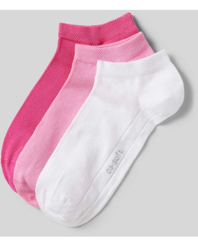 Camano Sneakersocken mit Label-Print im 3er-Pack - Pink