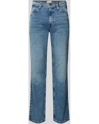 Mustang Straight Fit Jeans Met Labelpatch - Blauw