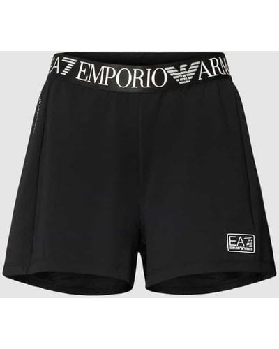EA7 Shorts mit Label-Bund Modell 'NATURAL VENTUS7' - Schwarz
