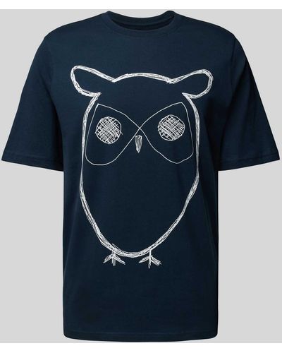 Knowledge Cotton T-shirt Met Motiefprint - Blauw