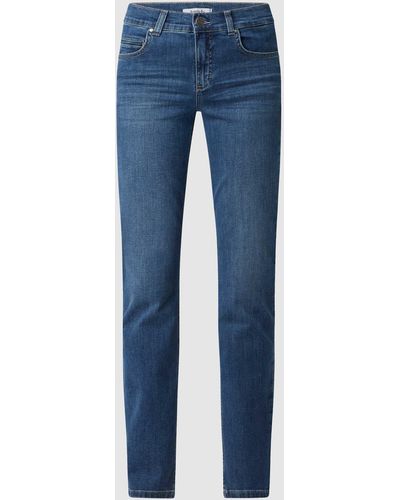 ANGELS Slim Tapered Fit Stoffen Broek Met Stretch, Model 'solid' - Blauw