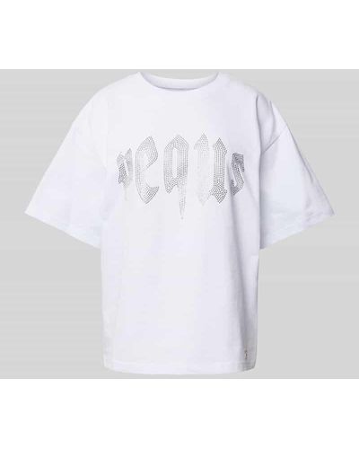 Pequs T-Shirt mit Ziersteinbesatz Modell 'Rhinestone' - Weiß