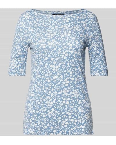 Lauren by Ralph Lauren T-Shirt mit floralem Allover-Print Modell 'JUDY' - Blau