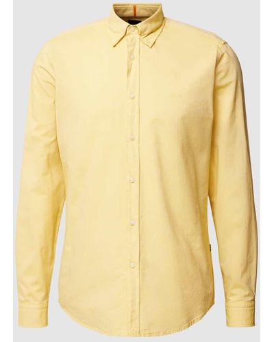 BOSS Regular Fit Freizeithemd mit Button-Down-Kragen Modell 'Rickert' - Gelb