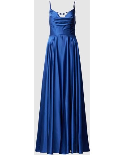 Luxuar Abendkleid mit Wasserfallausschnitt - Blau