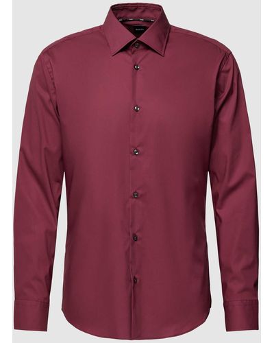 BOSS Modern Fit Zakelijk Overhemd Met Kentkraag - Rood