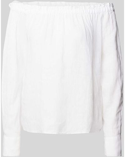 0039 Italy Bluse mit Rüschenbesatz Modell 'Strawberry' - Weiß