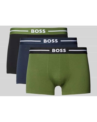 BOSS Trunks mit elastischem Logo-Bund im 3er-Pack - Grün