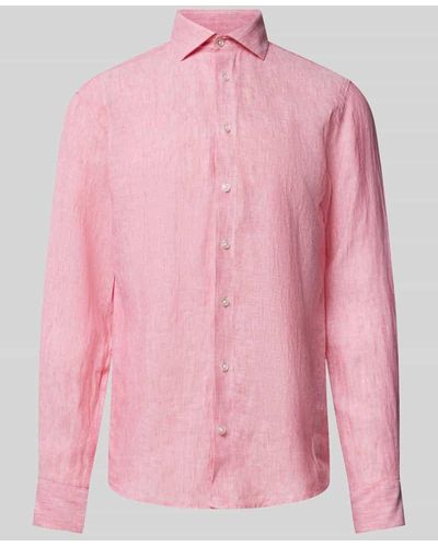 Bruun & Stengade Leinenhemd mit Kentkragen Modell 'PERTH' - Pink