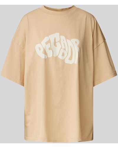 PEGADOR Oversized T-Shirt mit Label-Print Modell 'PALUMA' - Natur