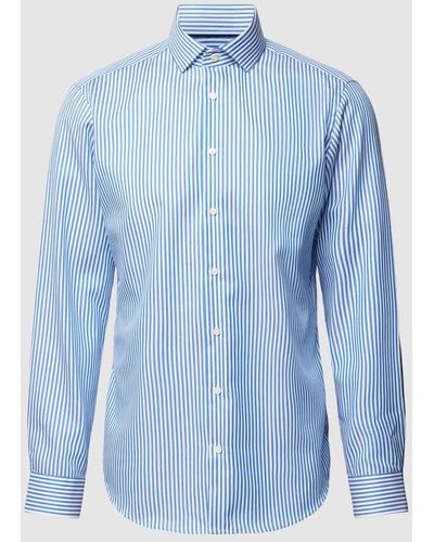 Christian Berg Men Regular Fit Business-Hemd mit Streifenmuster - Blau