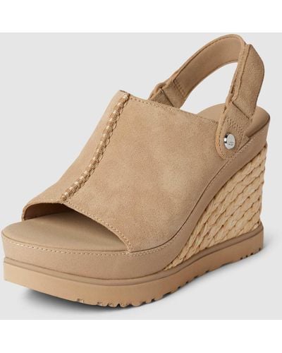 UGG Slippers Met Plateauzool En Bevestigingsriempje - Naturel