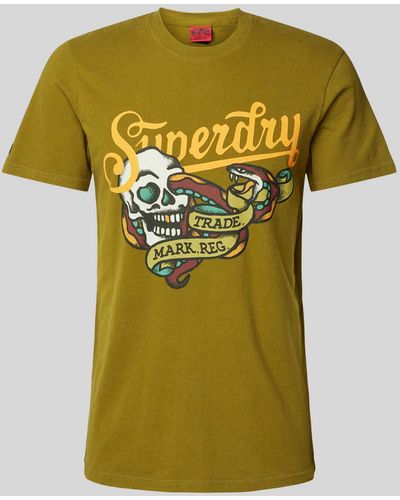Superdry T-Shirt mit Motiv- und Statement-Print Modell 'TATTOO SCRIPT' - Grün