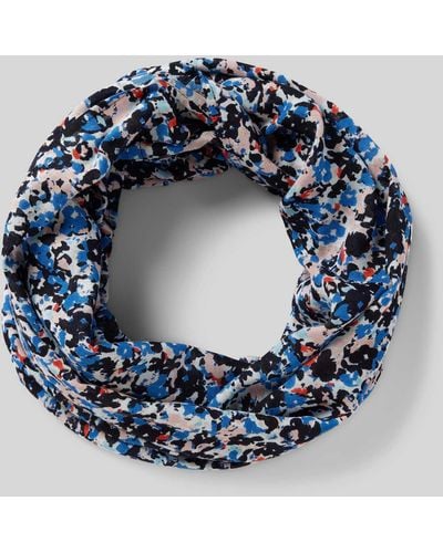 s.Oliver RED LABEL Schal mit floralem Muster Modell 'Snood' - Blau