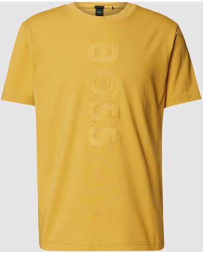 BOSS T-Shirt mit Label-Details Modell 'Tee' - Gelb