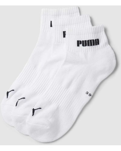 PUMA Sneakersocken mit Label-Print im 3er-Pack - Weiß