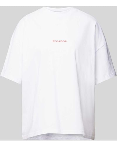 PEGADOR Oversized T-Shirt mit Label-Print Modell 'REYNA' - Weiß