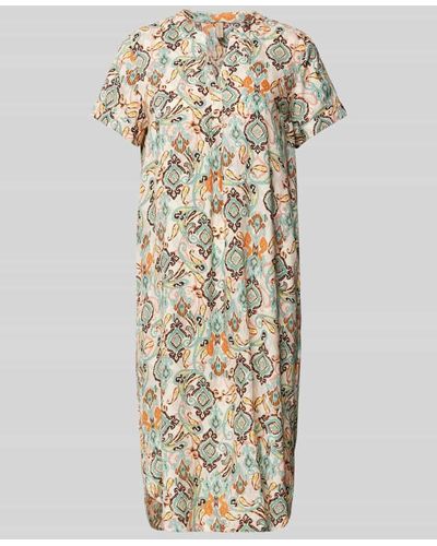 Soya Concept Knielanges Kleid aus Viskose mit Allover-Muster - Mettallic
