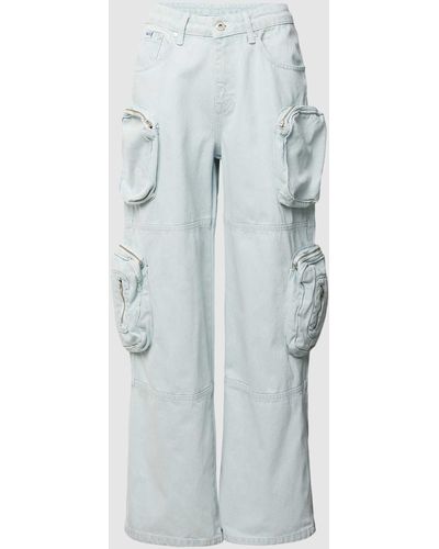 The Ragged Priest Jeans mit aufgesetzten Reißverschlusstaschen Modell 'COMBAT' - Blau