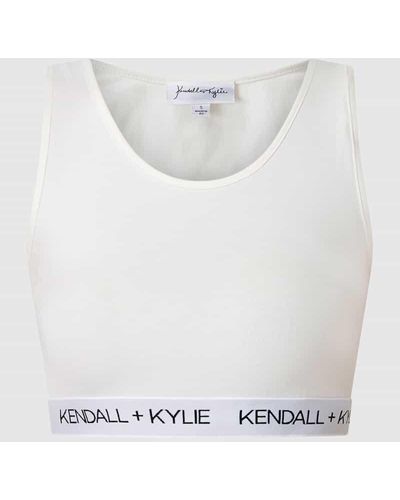 Kendall + Kylie Crop Top mit Logo-Bund - Grau