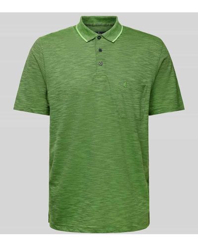 RAGMAN Poloshirt mit Streifenmuster und Brusttasche - Grün