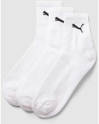 PUMA Socken mit Label-Detail im 3er-Pack Modell 'SHORT CREW' - Weiß