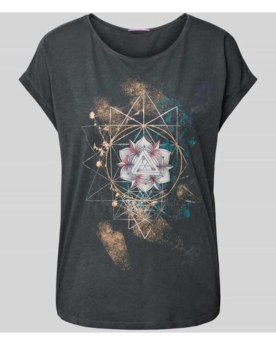 QS T-Shirt mit Motiv-Print Modell 'Mandala' - Grau