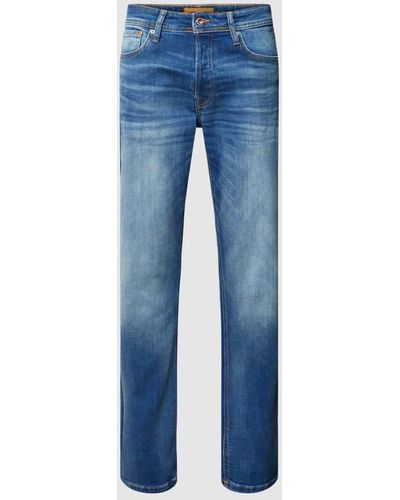 Jack & Jones Tapered Fit Jeans mit Knopfverschluss Modell 'MIKE' - Blau