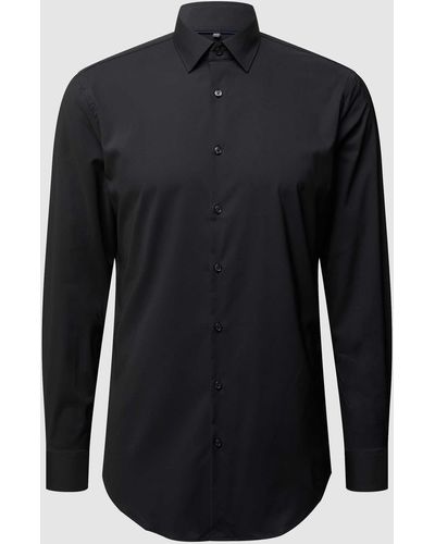 Jake*s Slim Fit Zakelijk Overhemd Met Stretch - Zwart