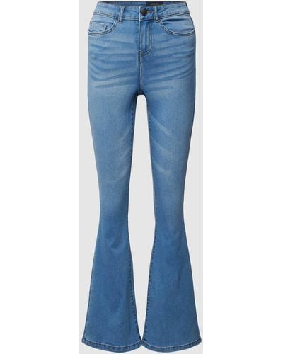 Noisy May Skinny Fit Flared Jeans im 5-Pocket-Design Modell 'SALLIE' - Blau