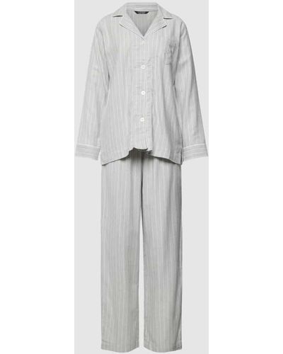 Lauren by Ralph Lauren Pyjama mit Streifenmuster - Weiß
