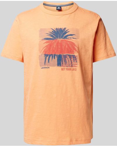 Lerros T-shirt Met Motiefprint - Oranje