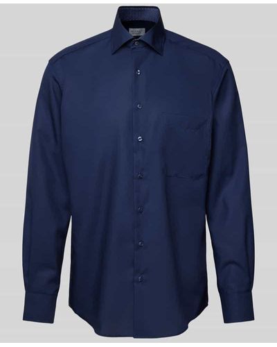 Eterna Comfort Fit Business-Hemd mit Brusttasche - Blau