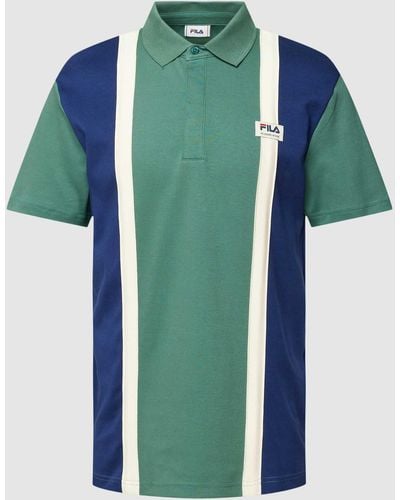 Fila Poloshirt mit Kontraststreifen Modell 'THERES BLOCKED' - Grün