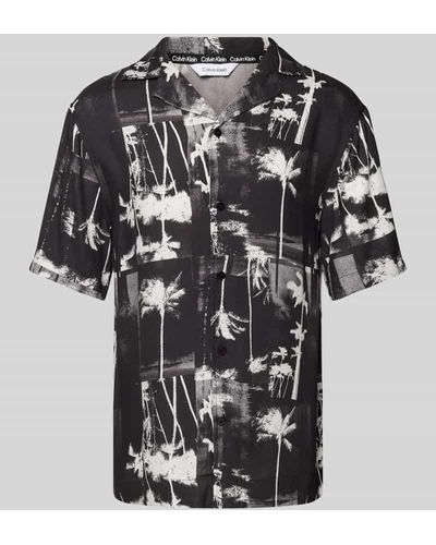 Calvin Klein Freizeithemd aus Viskose mit Allover-Muster - Schwarz