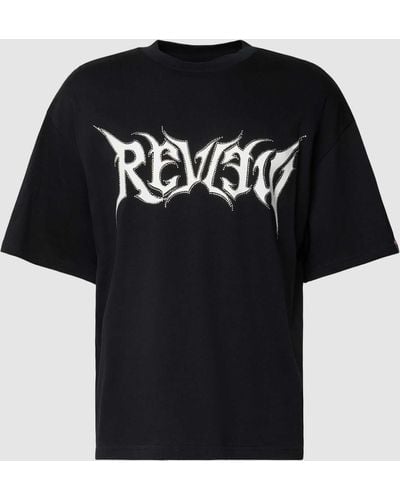 Review Oversized T-shirt Met Techno-labelprint - Zwart