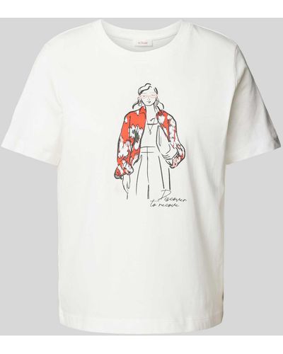 S.oliver T-shirt Met Motiefprint - Wit