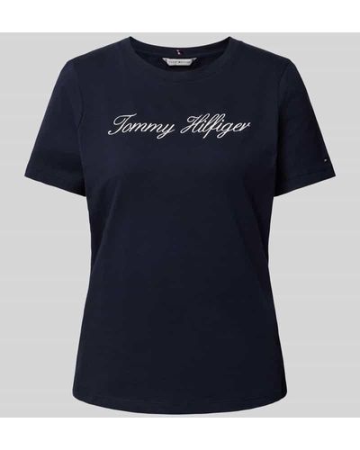 Tommy Hilfiger T-Shirt mit Label-Stitching - Blau