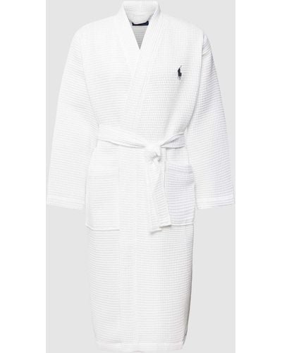 Polo Ralph Lauren Bademantel mit Label-Stitching Modell 'WAFFLE' - Weiß
