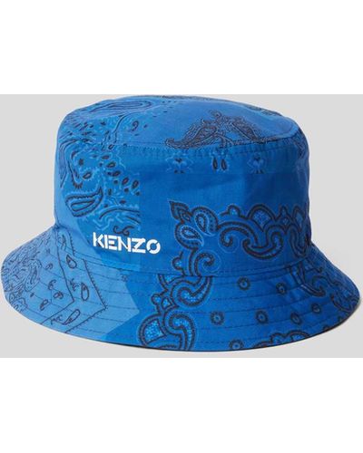 KENZO Bucket Hat mit Paisley-Dessin - Blau