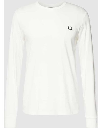 Fred Perry Longsleeve mit Label-Print Modell 'Laurel' - Weiß