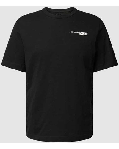 Tom Tailor T-Shirt mit Label-Print - Schwarz