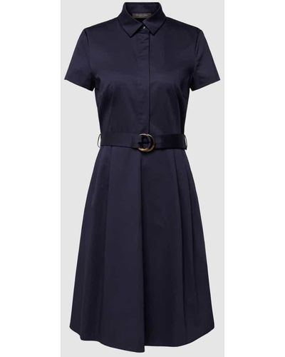 christian berg Kleid mit unifarbenem Design und Taillenband - Blau