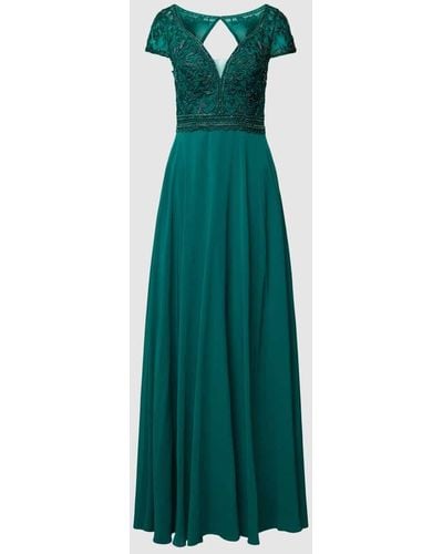 Luxuar Abendkleid mit Spitzenbesatz - Grün