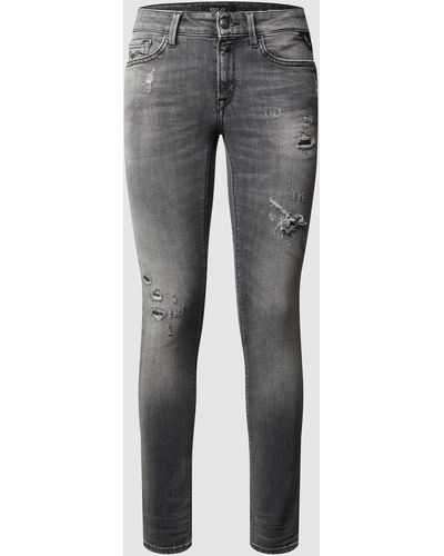 Replay Skinny Fit Jeans Van Biologisch Katoen, Model 'new Luz' - Grijs