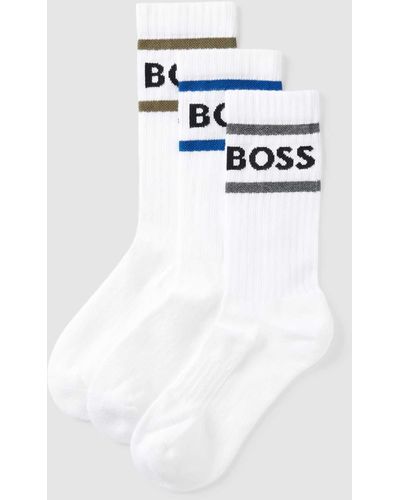 BOSS Socken mit Label-Detail im 3er-Pack Modell 'Rib Stripe' - Weiß