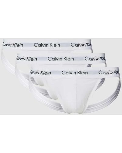 Calvin Klein Jockstrap mit elastischem Logo-Bund im 3er-Pack - Weiß