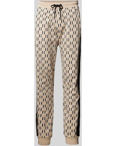 Karl Lagerfeld Straight Fit Sweatpants Met All-over Labelprint - Naturel