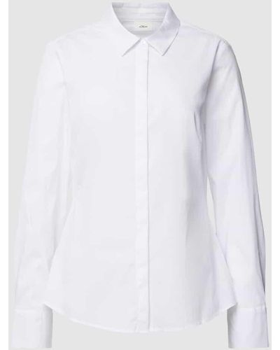 S.oliver Hemdbluse mit verdeckter Knopfleiste - Weiß